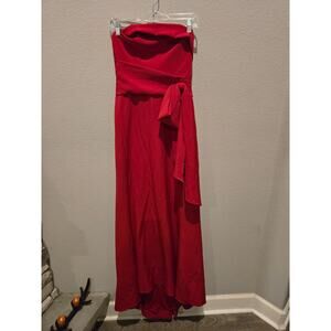 Aqua Women's Red Strapless Maxi Dress Bow Detail Size 4